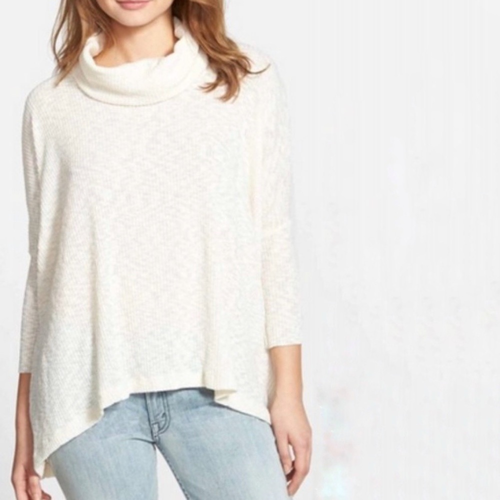 Free People Beach Top Cream/Oatmeal World Traveler Cowl Neck Open Back Sz XS GUC